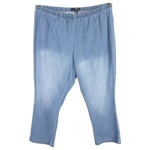 Denim 24 7 Roamans Plus Size 30WP Jeans Dip Dye Straight‎ Pull On Elastic 1205